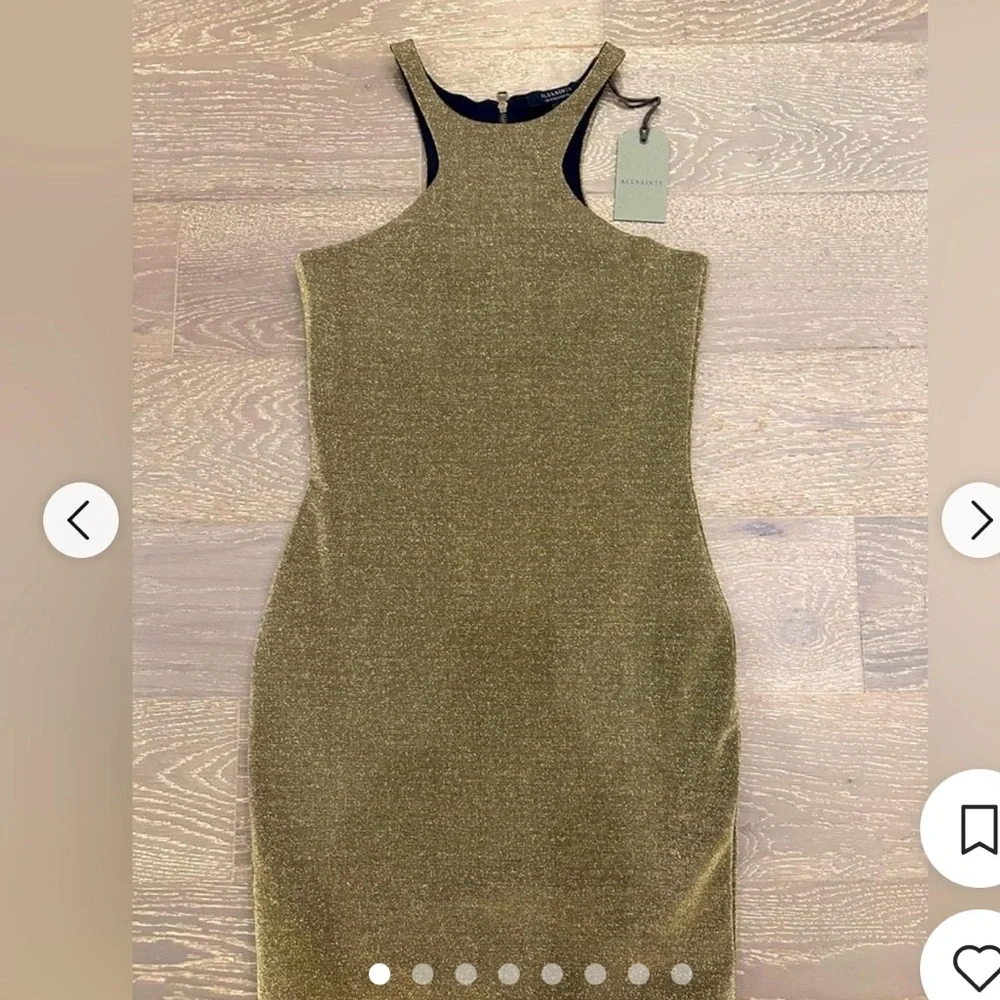 ALLSAINTS | Norma Dress | Gold| US 6 | NWT - Picture 2 of 15